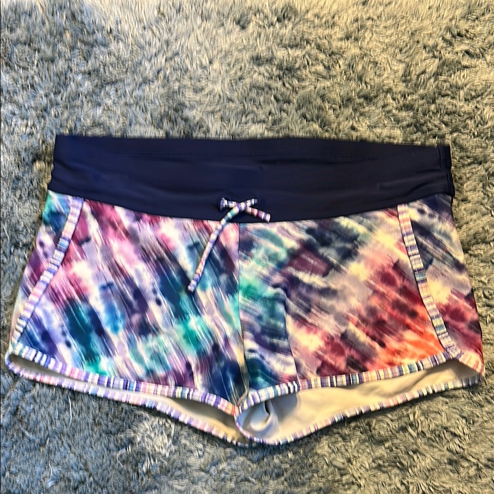 Athleta Girl Colorful Watercolor Cannonball Swim Shorts Size XL 14